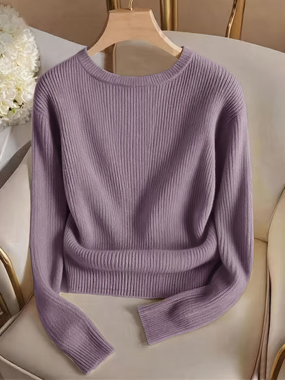 Elegant Ladies' Solid Color T-Shirt for Spring and Fall