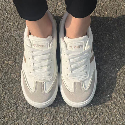 Women's Retro Platform Sneakers, Chunky Lace-Up Casual Shoes