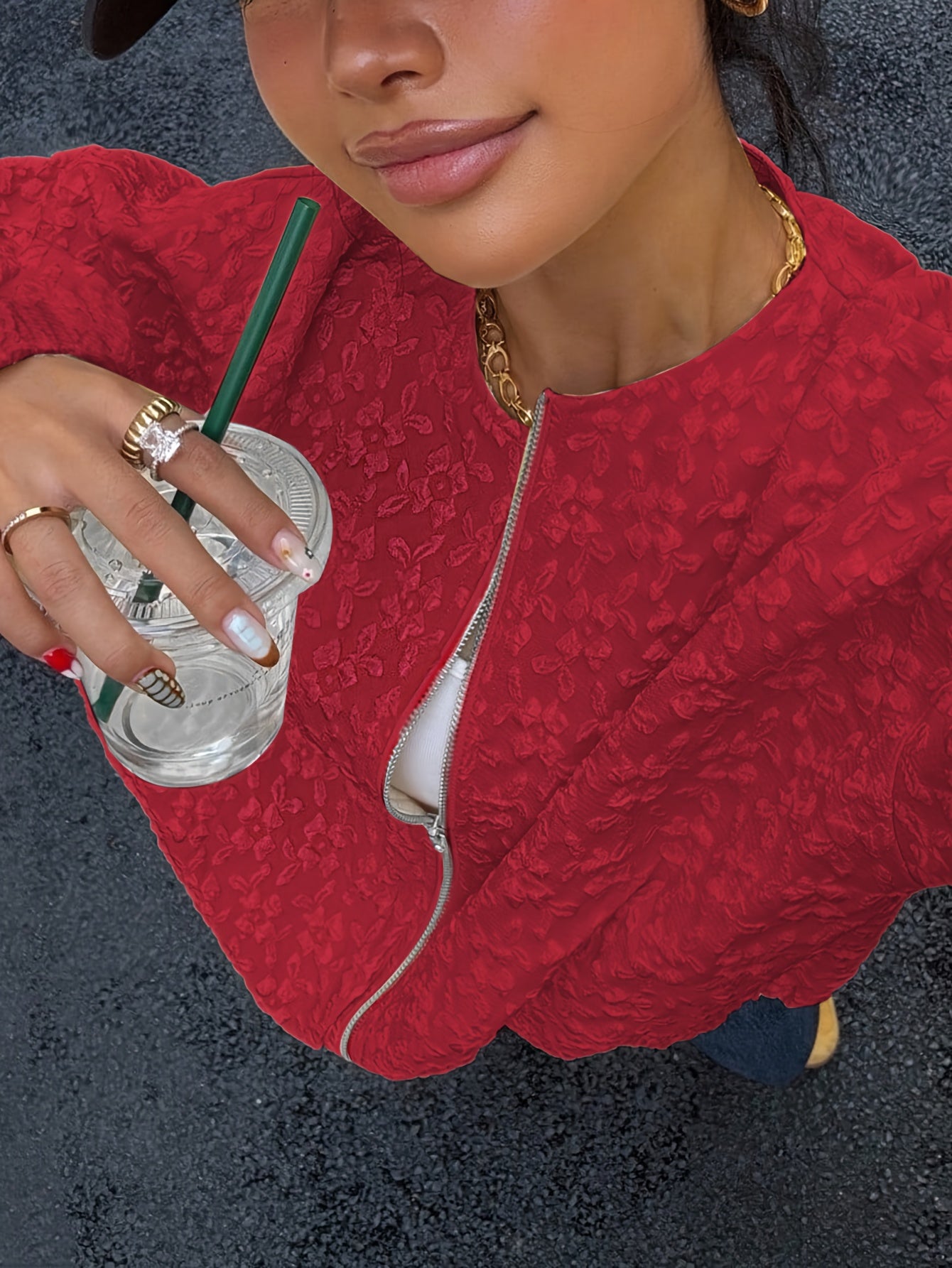 Solid Color Zip-Up Casual Jacket