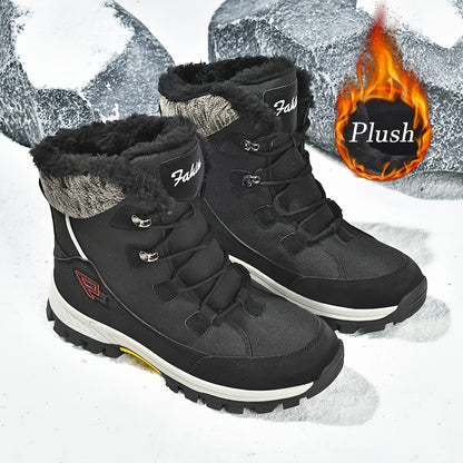 Men's & Women's Winter Snow Boots with Plush Lining & Slip-Resistant Rubber Sole - High-Ankle Lace-Up PU Shell, Insulated Cold-Weather Traction for Hiking, Hunting, Outdoor Activities - Unisex Heavy-Duty Round-Toe Boots for M