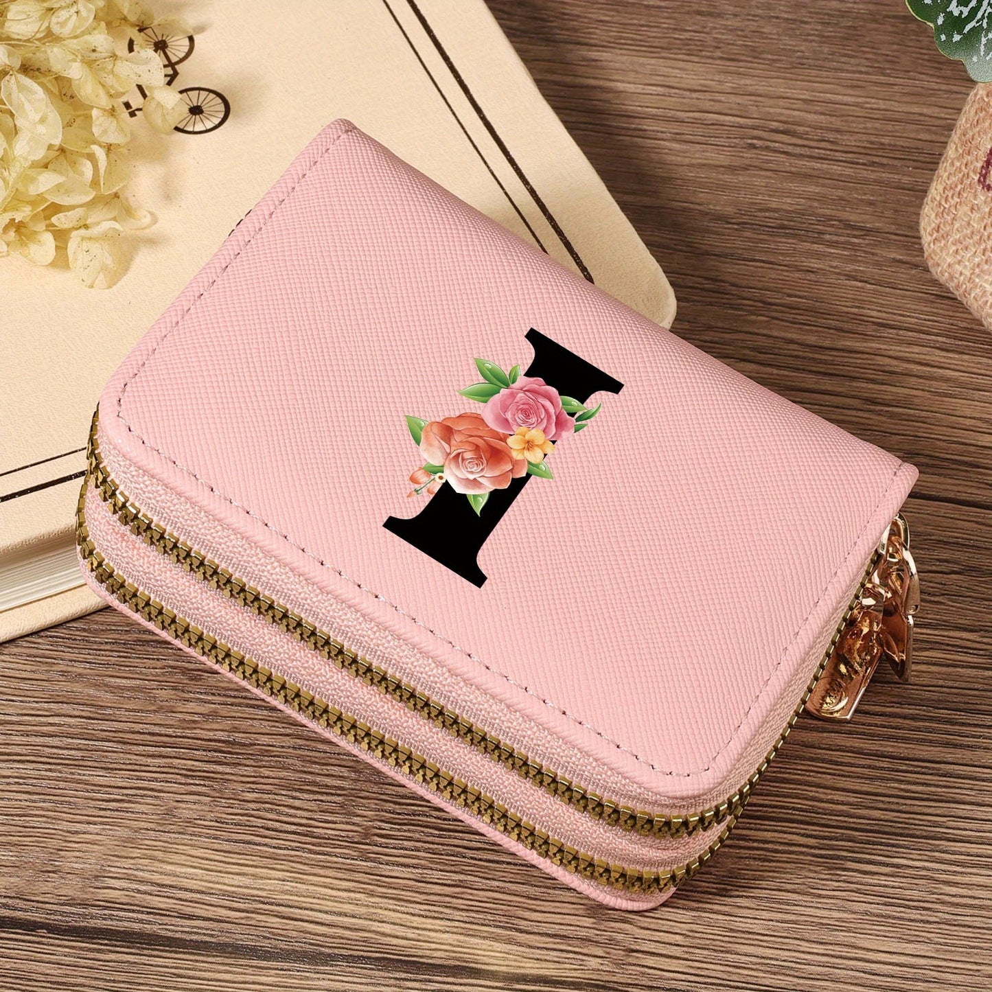 Women's Lightweight Wallet - Compact Zipper Purse with Multiple Card Slots & Coin Pocket, Elegant Monogram Initials, Secure Closure for Everyday, Travel, Gift - Women's Credit Card Organizer, Everyday Carry Purse, Stylish Ini