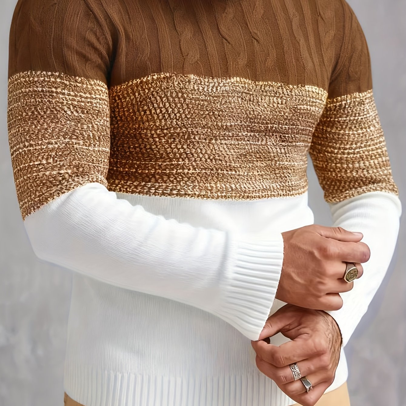 Men's Color Block Patchwork Round Neck Casual Fabric Pullover