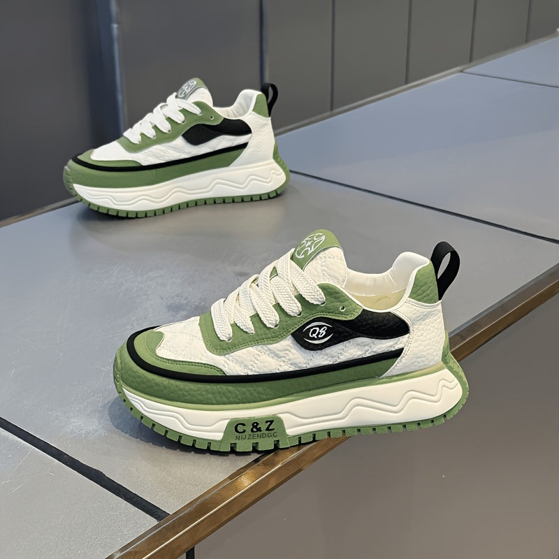 Men's Casual Lace-Up Athletic Shoes with Thick Non-Slip Sole