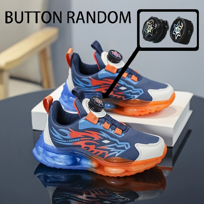 boys' High Quality Faux Sneakers - Rotating Buckle, Breathable & Non-Slip for Boys & Girls - Perfect for Running & Casual Attire dragon school day