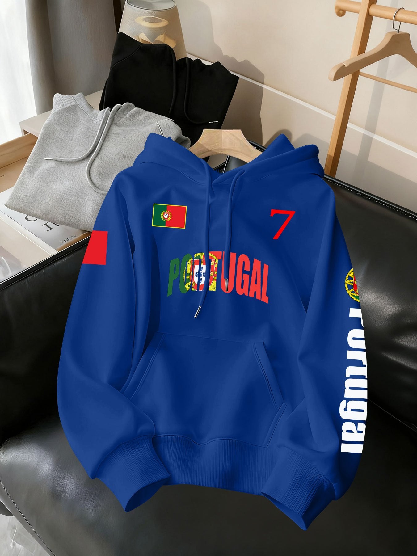 Men's Portugal Number 7 Hooded Sweatshirt Casual Polyester Hoodie