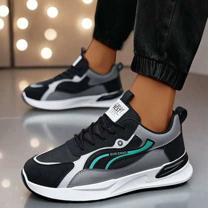 Men's Sneakers Running Shoes, Sporty Trendy Skate Shoes, Versatile Casual Loafers, Sailing Shoes, Flat Sole Skate Shoes, Green and Blue, for Spring, Autumn, Summer, All Seasons, Streetwear, Outdoor, Daily Wear, Hiking, Color- - ayq