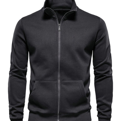 Men'S Lightweight Breathable Zip-Up Jacket - Casual Outdoor Windbreaker with Kangaroo Pocket, Soft Shell Design for Hiking, Fishing, Gym & Streetwear - Spring/Fall Layering Essential, Fishing Attire, Stylish Stand Collar, Dur