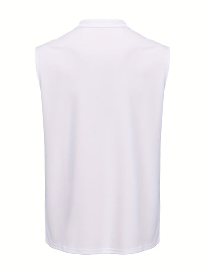 Men's Sleeveless V-Neck Shirt with Quarter Zip - Lightweight Summer To