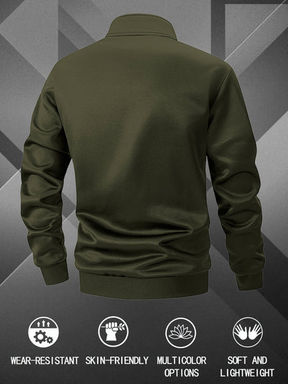 Men's Zip-Up Sports Jacket with Color-Block Design for Casual Wear