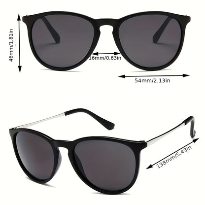 Round-Frame Casual Sunglasses with UV400 Protection for Everyday Wear