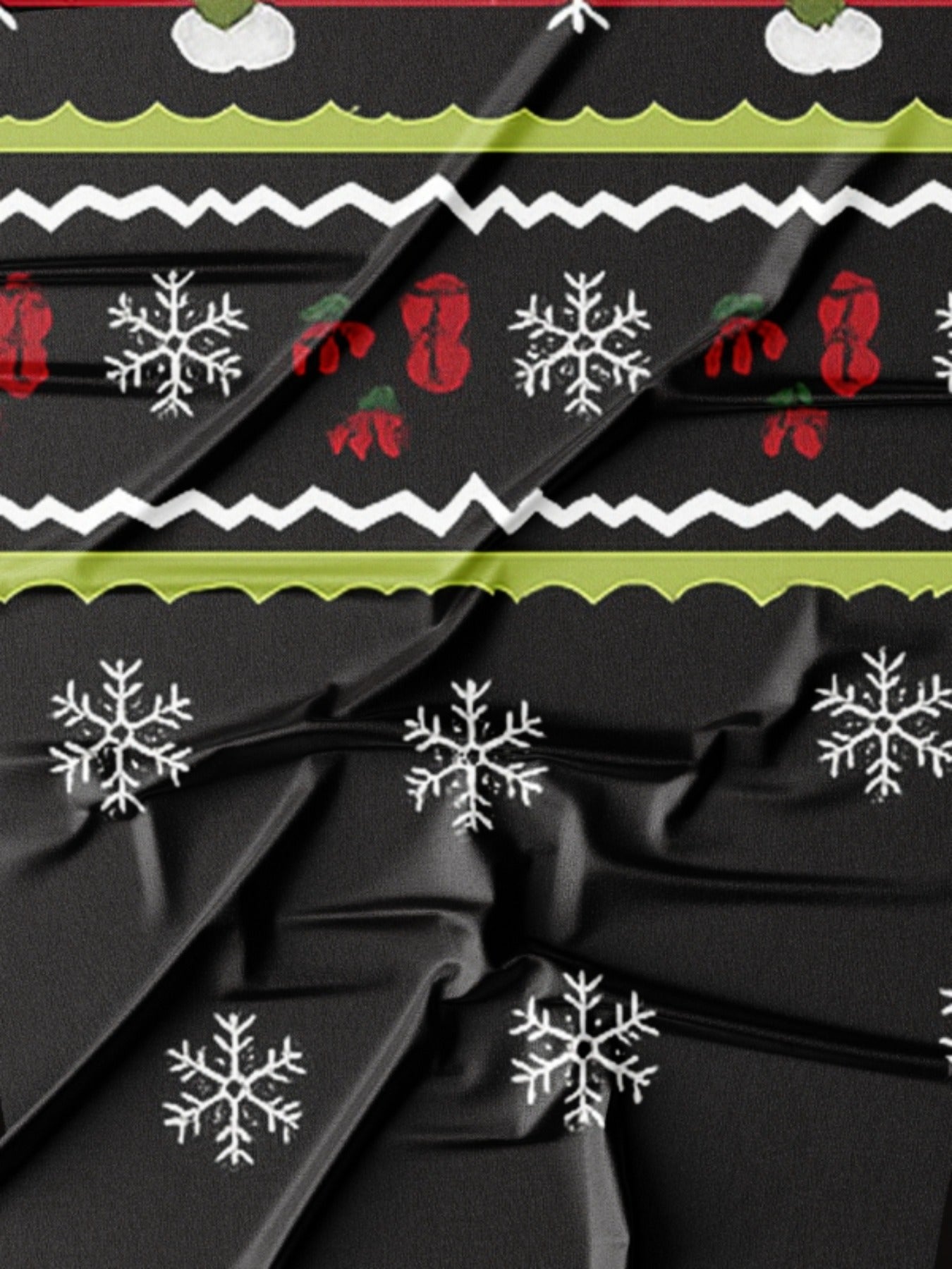 Men's Christmas & Halloween Novelty Sweater Shirt - Long Sleeve Green/Yellow/Golden Sweater Vest-like Top with Santa, Reindeer & Snowflake Patterns, Machine Washable Casual Party Outfit for Xmas, New Year's Events (Regular Fi