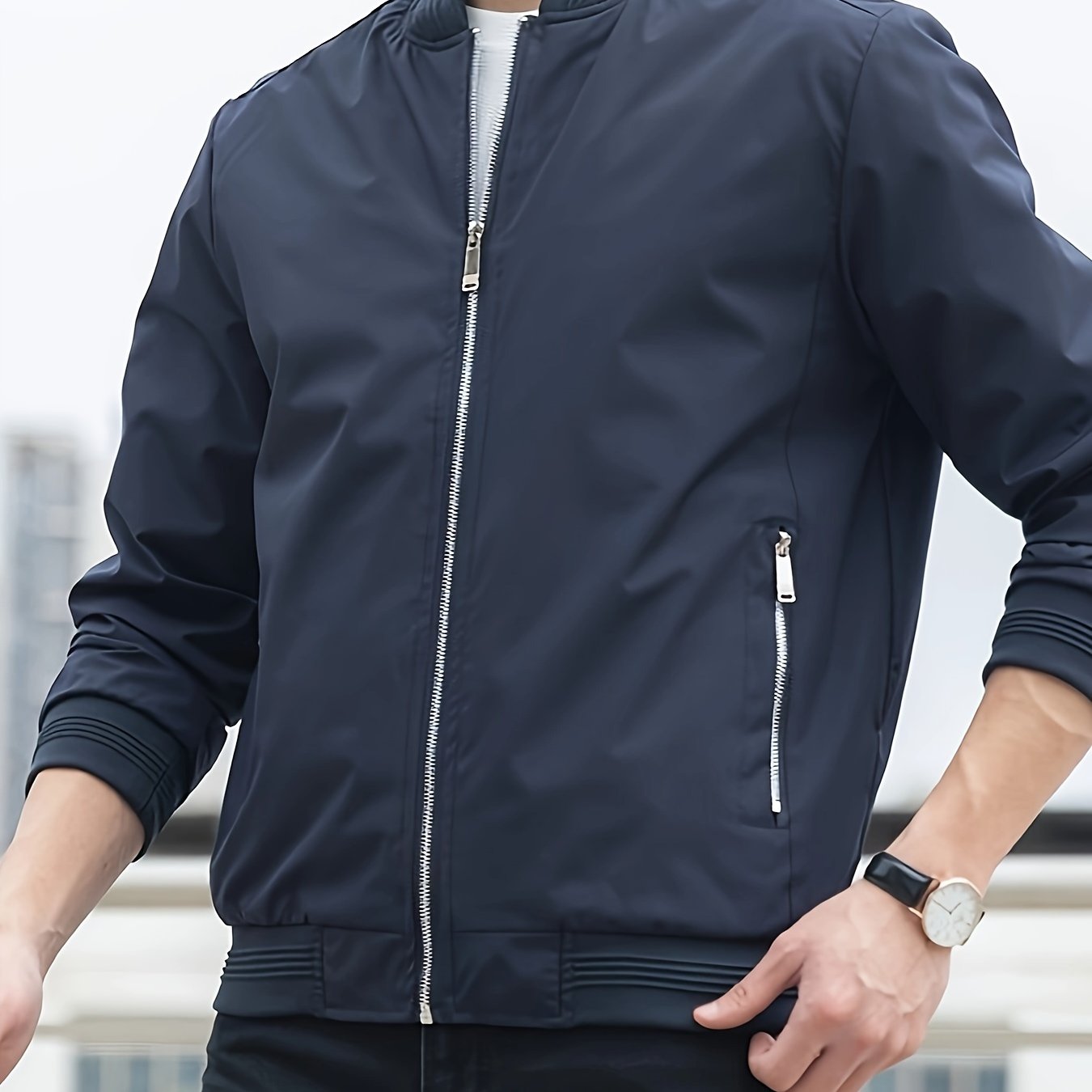 Men's Solid Color Business Jacket, Casual Stylish Outdoor Coat As Gift