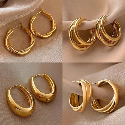 5 Pairs Elegant Geometric Zinc Alloy Stud Earrings Set