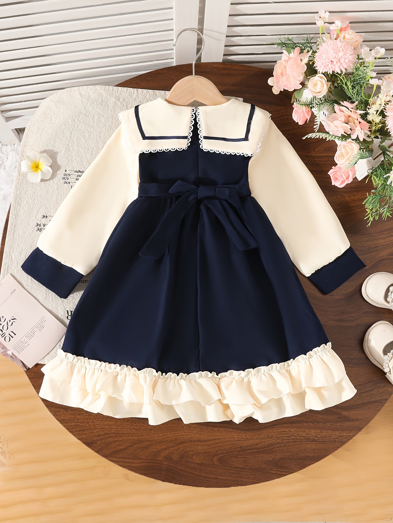 Loleta Girls' Princess Dress with Fleece Lining, Winter Maid for Little Girls, Party Outfit in College Style