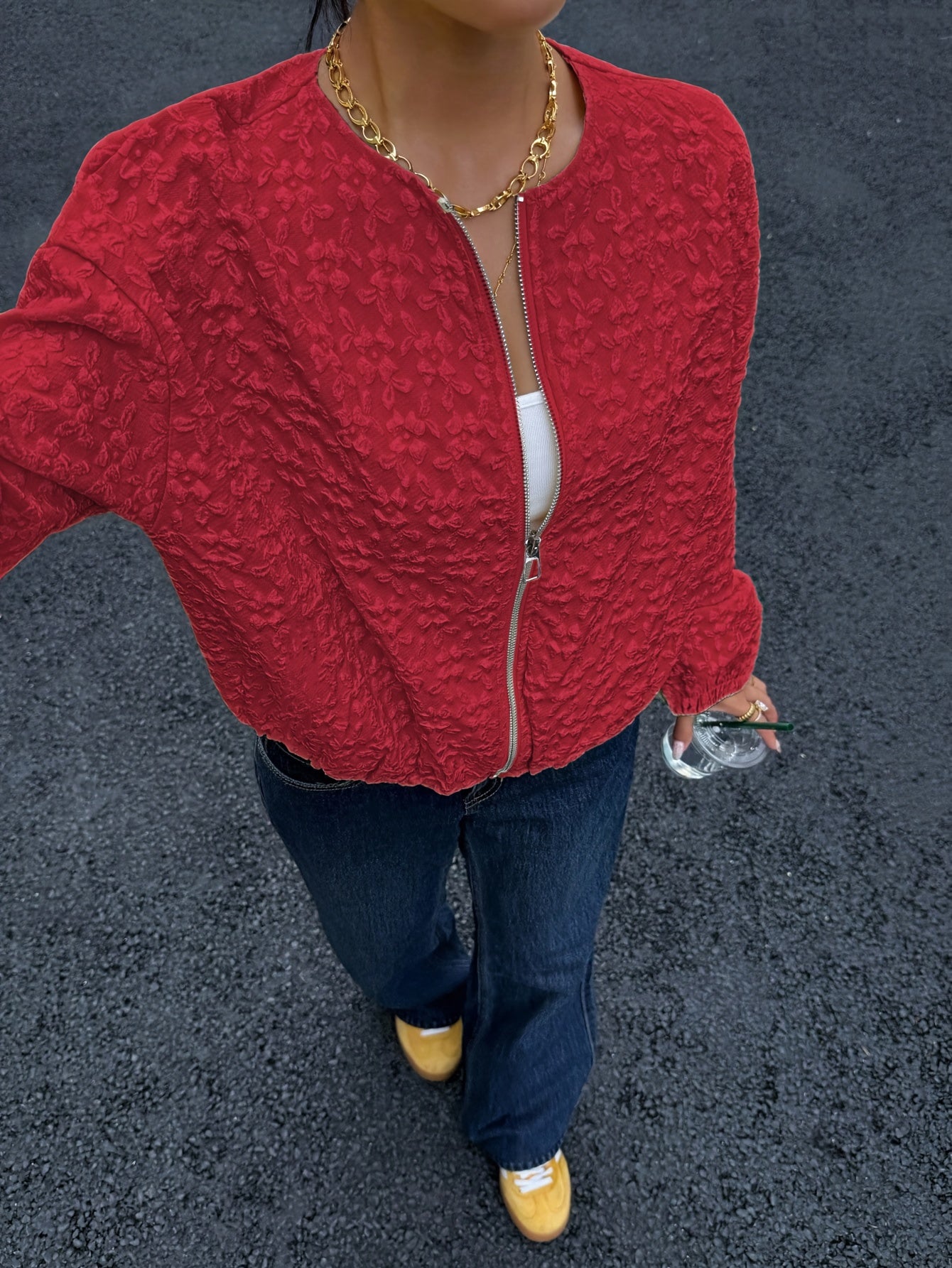 Solid Color Zip-Up Casual Jacket