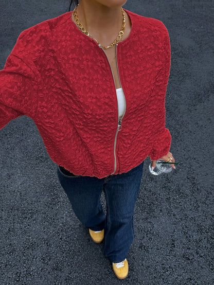 Solid Color Zip-Up Casual Jacket