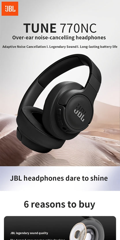 JBL TUNE770NC Wireless Noise Canceling Headphones, Active Noise Cancellation Gaming and Computer Headset for General Use, Sports, Running, Outdoor, Study, High-Quality Earphones with Built-in Microphone
