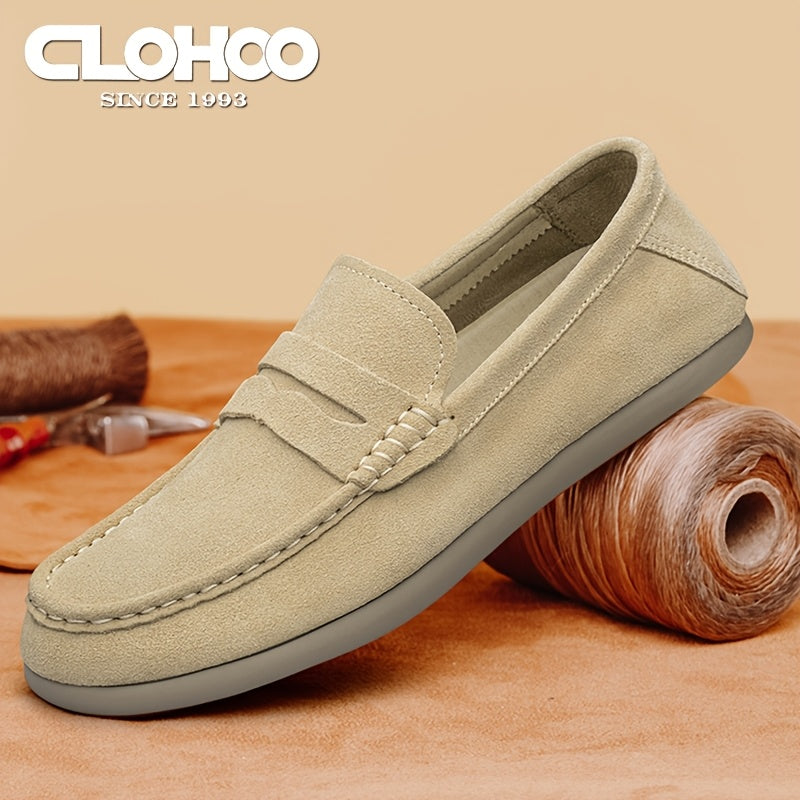 Men's Wide Fit Casual Suede Loafers Comfortable Slip-On Flats