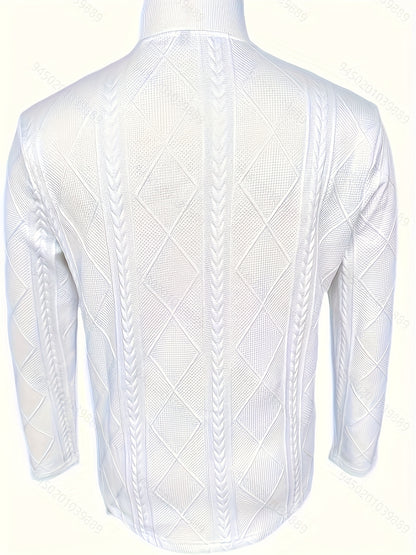 Men'S Thickened Three-Dimensional Square High-Neck Long-Sleeve Knit Sweater