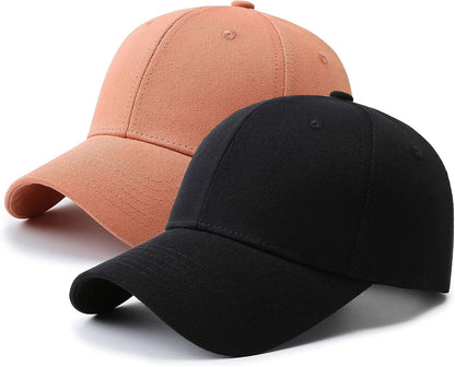 2 Pack Lightweight Baseball Caps for Men & Women - 100% Polyester Golf Dad Hats with 6-Panel Design, Breathable Unisex Casual Hats for Father’s Day, Golf, Sports & Outdoor Activities (Grey & Black), Father's Day Gift, Versa
