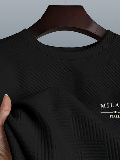 Men'S Casual Long Sleeve Crew Neck Sweatshirt | Heavyweight Geometric-patterned, Regular Fit, Ideal for Spring/Fall