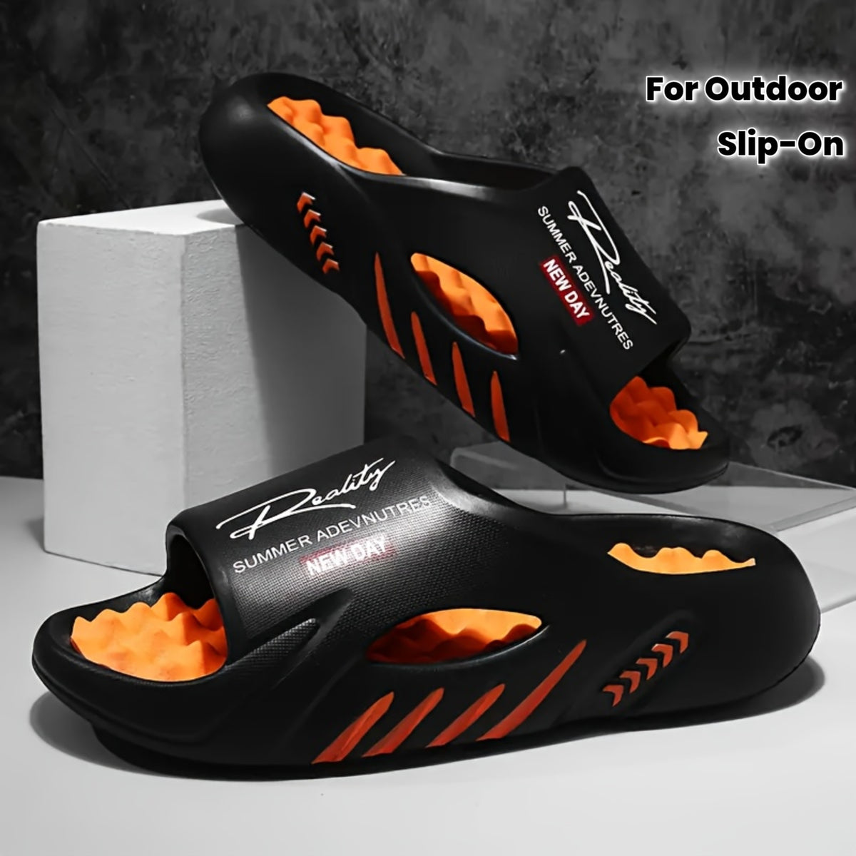 Men's Casual Summer Slip-On Beach Sandals with Stripes