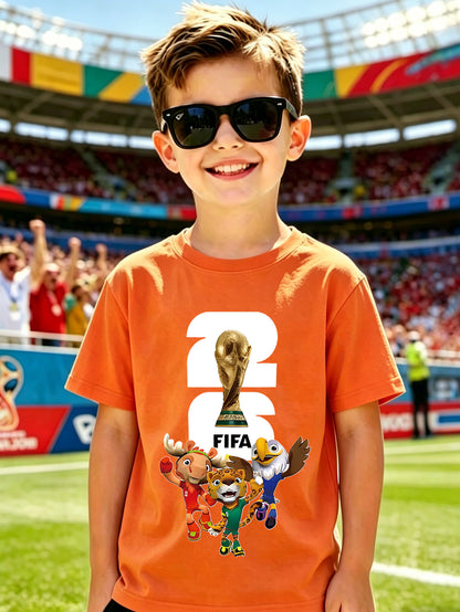 2026 World Cup Digital Trophy Cotton T-Shirt for Kids