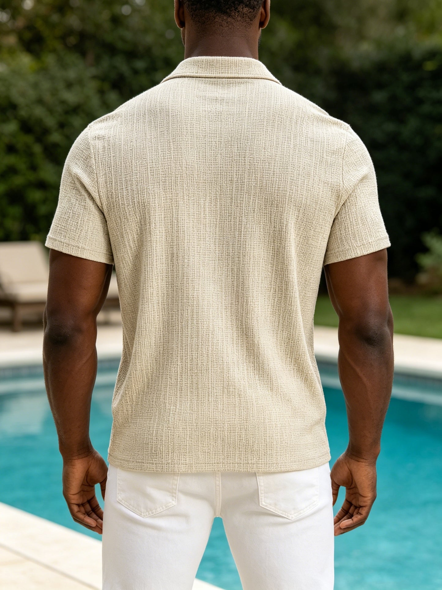 Men's Classic Fit Jacquard Stretch Polo Shirt - Casual Golf Style
