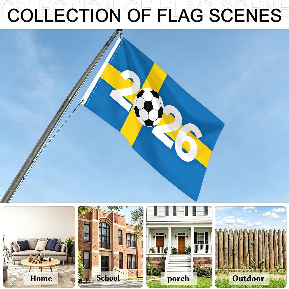 Sweden 2026 Football Fan Banner - Polyester Outdoor Flag