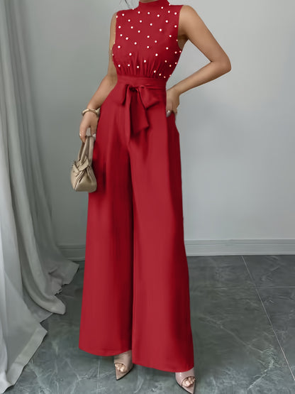 Sleeveless High-Neck Wide-Leg Jumpsuit