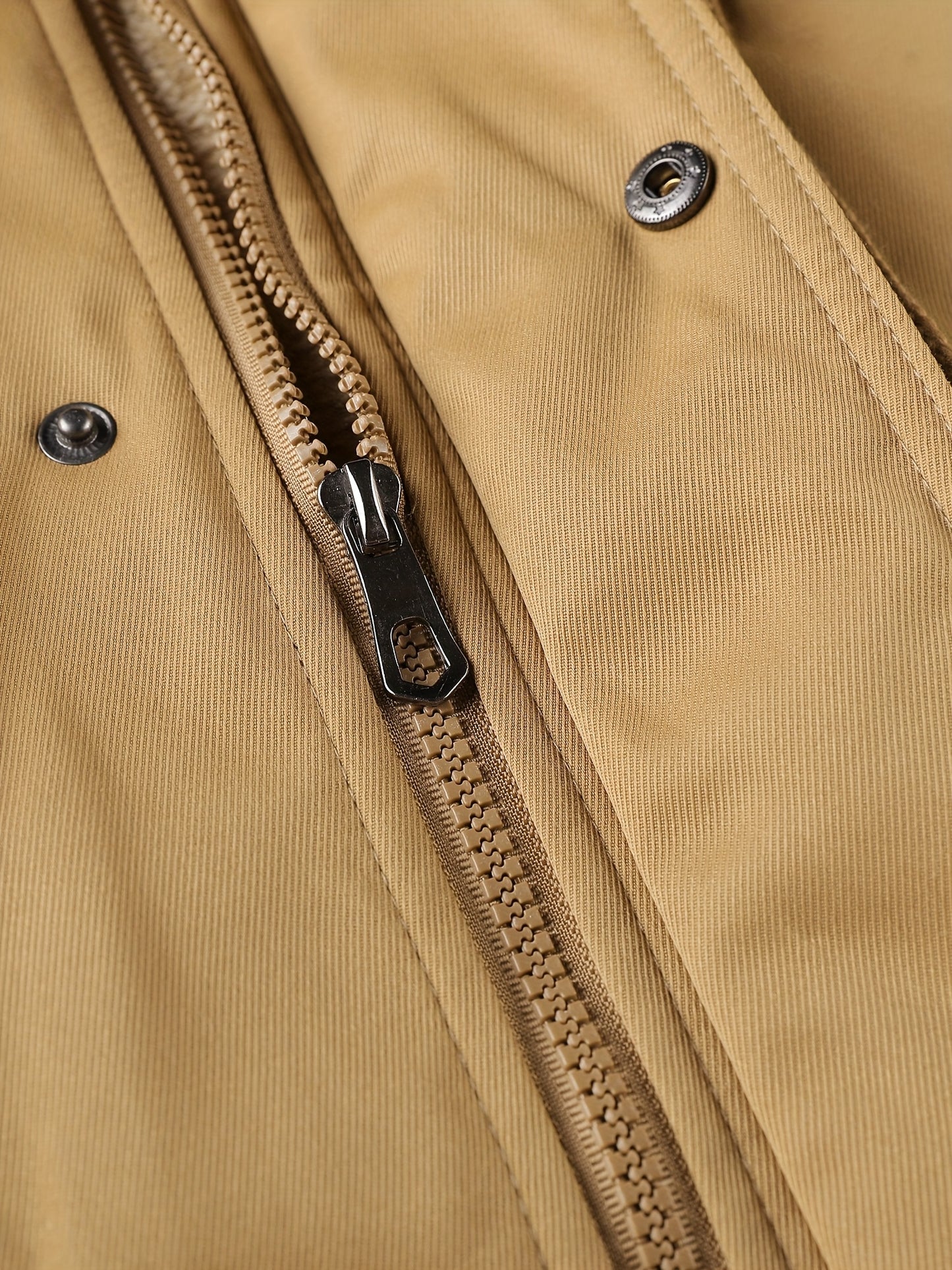 Men'S Winter Fleece-Lined Military-Style Jacket - Thickened Zip-Up Coat with Large Pockets, Olive Green Casual Winter Coat for Outdoor Activities, Winter Coats, Durable Fabric Coat