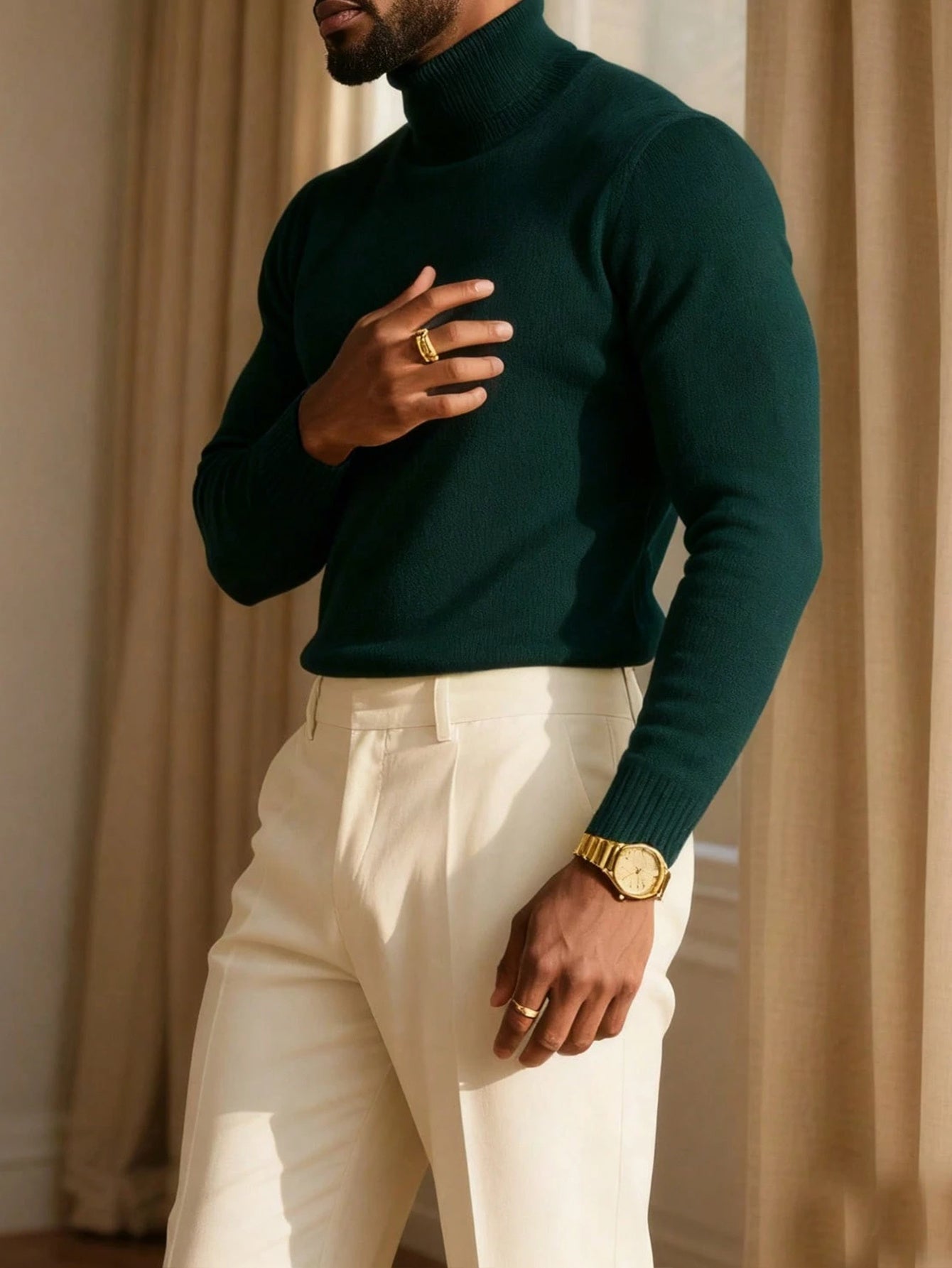 Men's High Neck Fashion Warm Comfortable Soft Skin-Friendly Commuter Sweater Inner Layer 1NG01