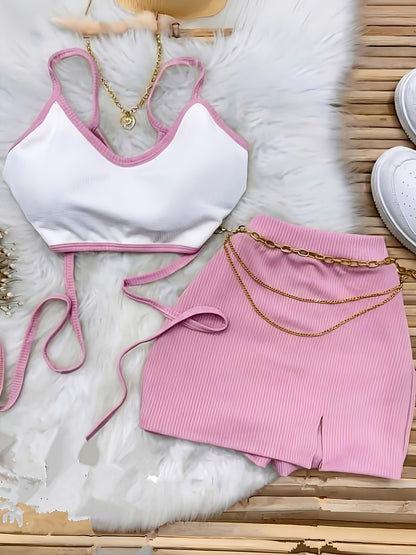 Sexy Spring Summer Halter Tank Top and Stretch Skirt Set