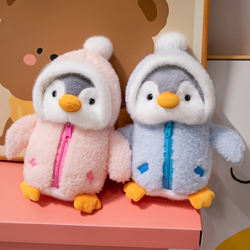 24.89 cm Penguin Plush Toy Pink Dressed Up Penguin Zippered Blue Penguin Brown Stuffed Animal Doll Holiday Gift