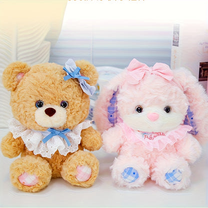 21cm/8.26in Adorable Teddy Bear and Rabbit Plush Toy Cute Bunny Doll Perfect for Home Decor & Gifts for Birthdays, Easter, Halloween, Christmas