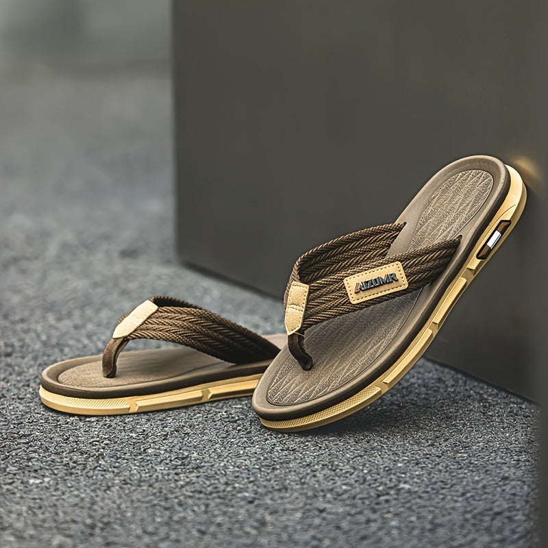 Men's Casual Slip-On Beach Sandals with Durable Rubber Sole