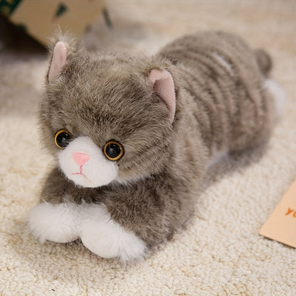 Premium Stuffed Animal Plush Toy Realistic Cat Plush Animals Cute Kitten Plushies Toy Gifts for Boys and Girls