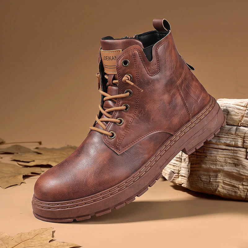 Men's Vintage Motorcycle Boots with Platform Sole, British Style