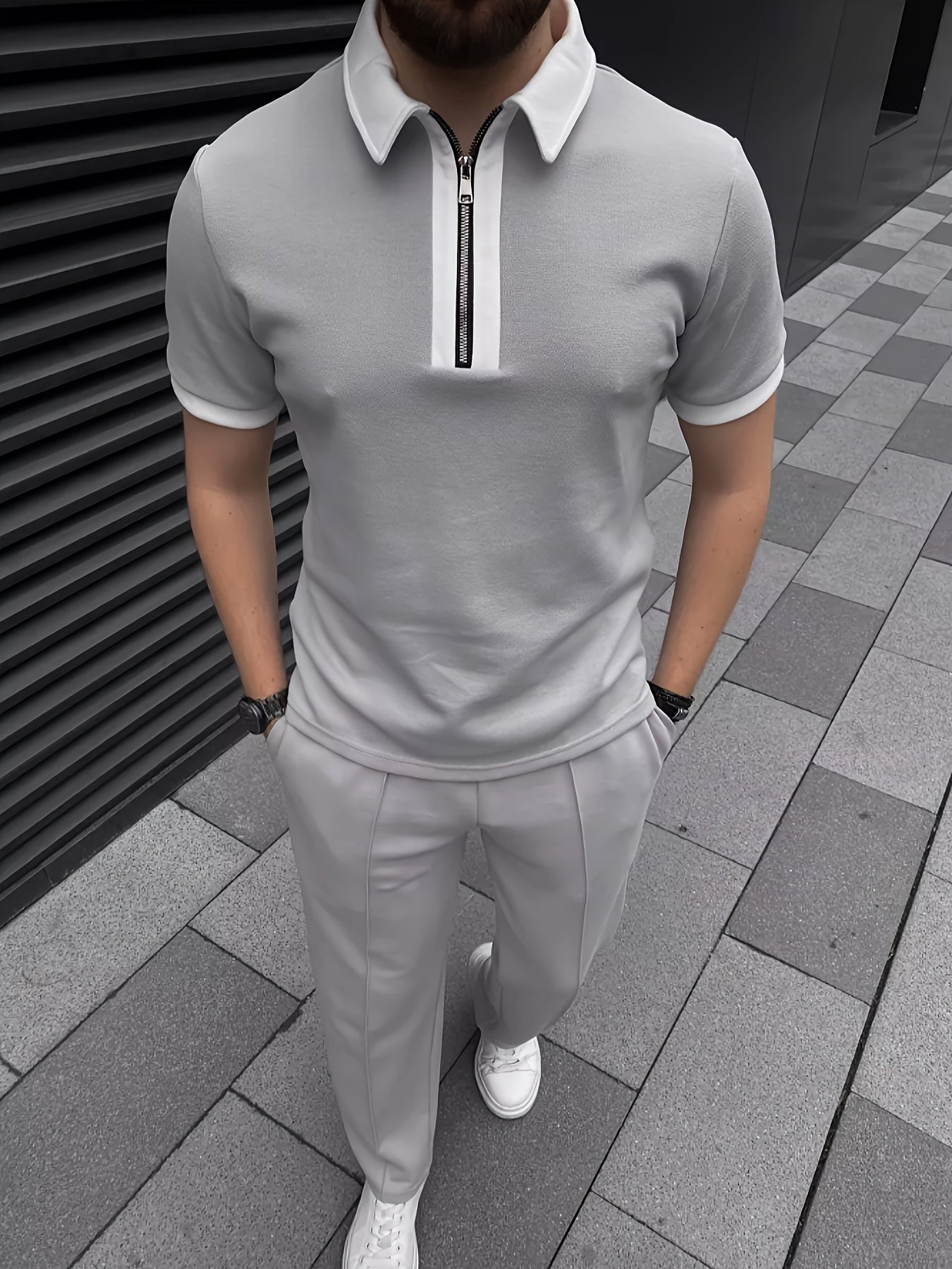 Men's Casual Two-Piece Set - Stretch Comfort Fabric - Suitable for Spring/Autumn Seasons - ayq