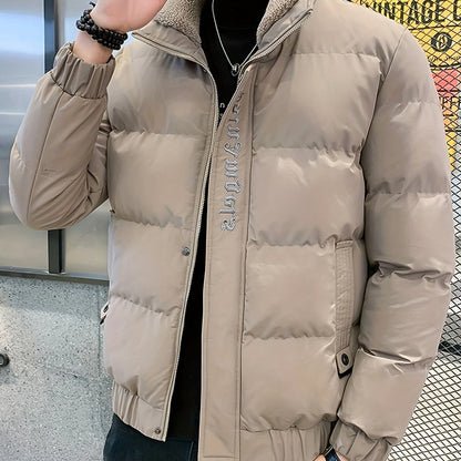 Men's Winter Jacket - Thick, Warm & Stylish with Zippered Cuffs and Pockets, Black, Casual Loose Fit for Cold Weather, Winter Clothes