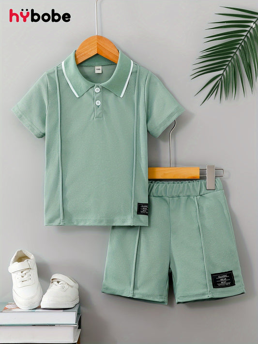 Boys' Summer Polo Shirt & Shorts Set, Casual Lightweight 2-Piece