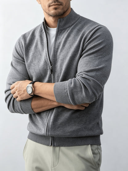 Men's Stand Collar Knit Cardigan Full-Zip Casual Fall Sweater