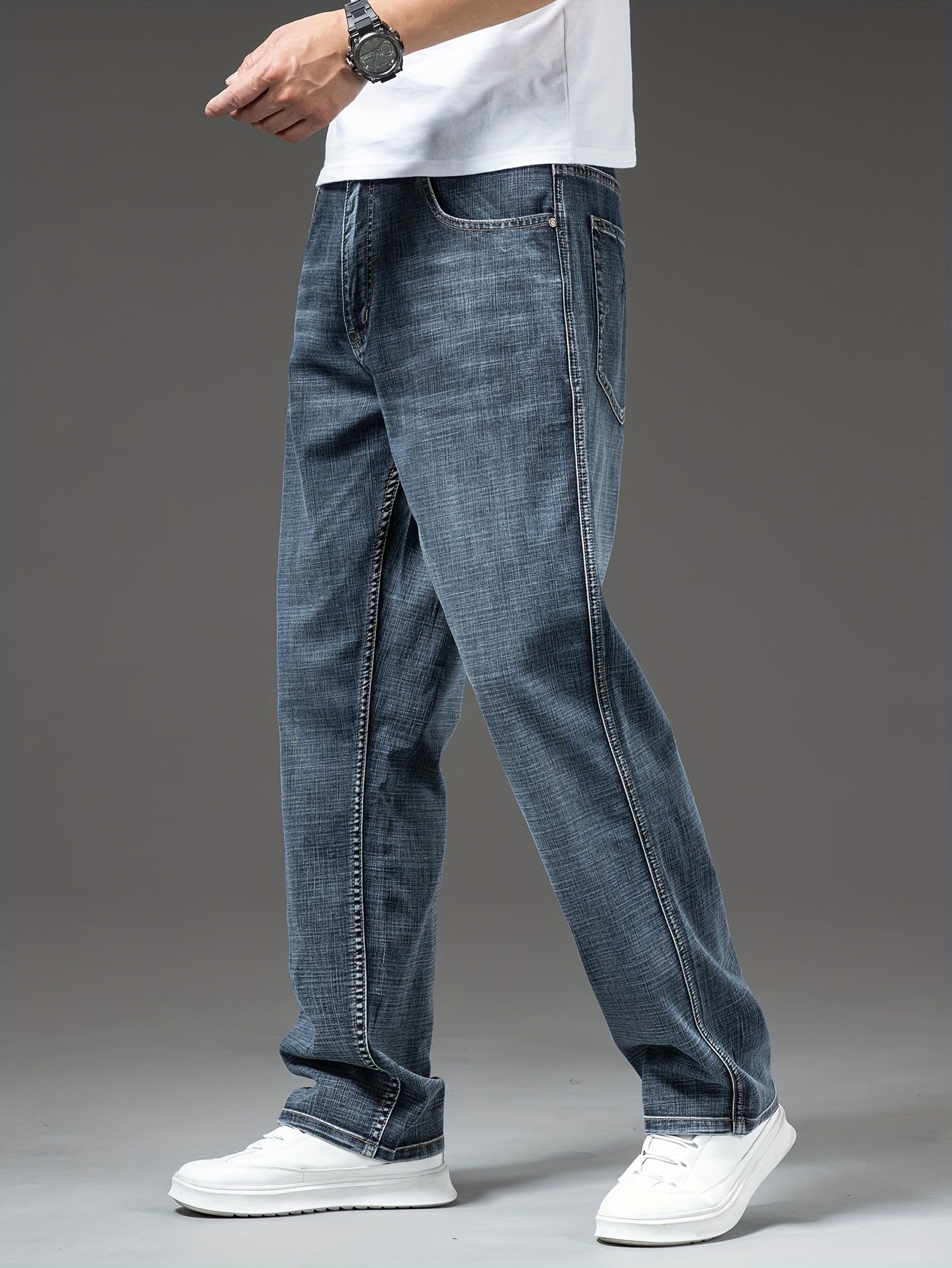 Geng Yuanshi High-End Summer Men's Jeans New Trend Fashion Straight-Leg Light Business Stretch Denim Pants