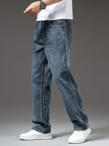 Geng Yuanshi High-End Summer Men's Jeans New Trend Fashion Straight-Leg Light Business Stretch Denim Pants