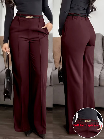 Women's Elegant Solid Color Wide-Leg Business Casual Pants