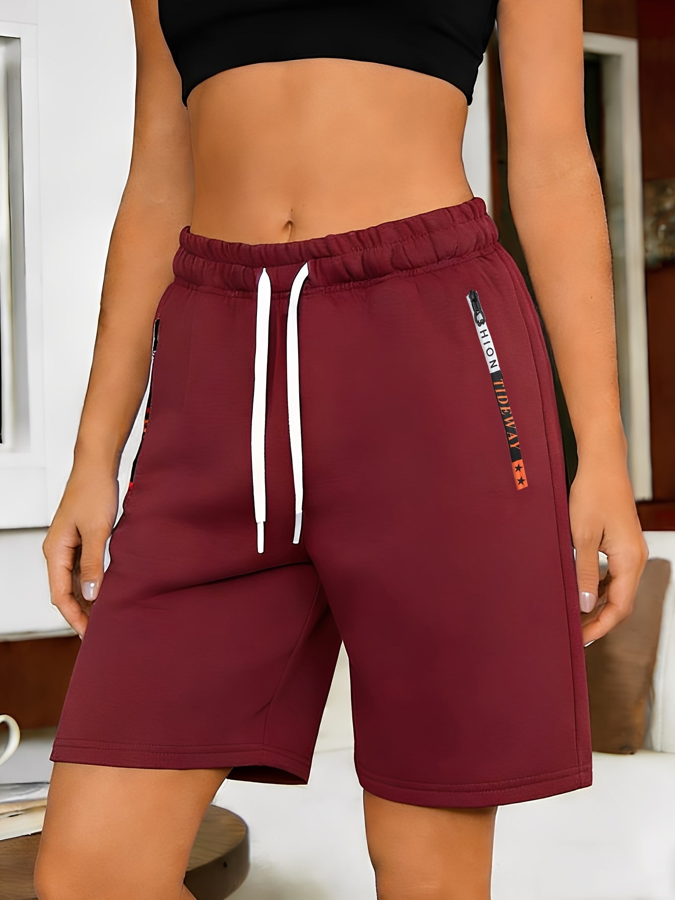 Women's Casual Sporty Shorts with Elastic Drawstring Waistband