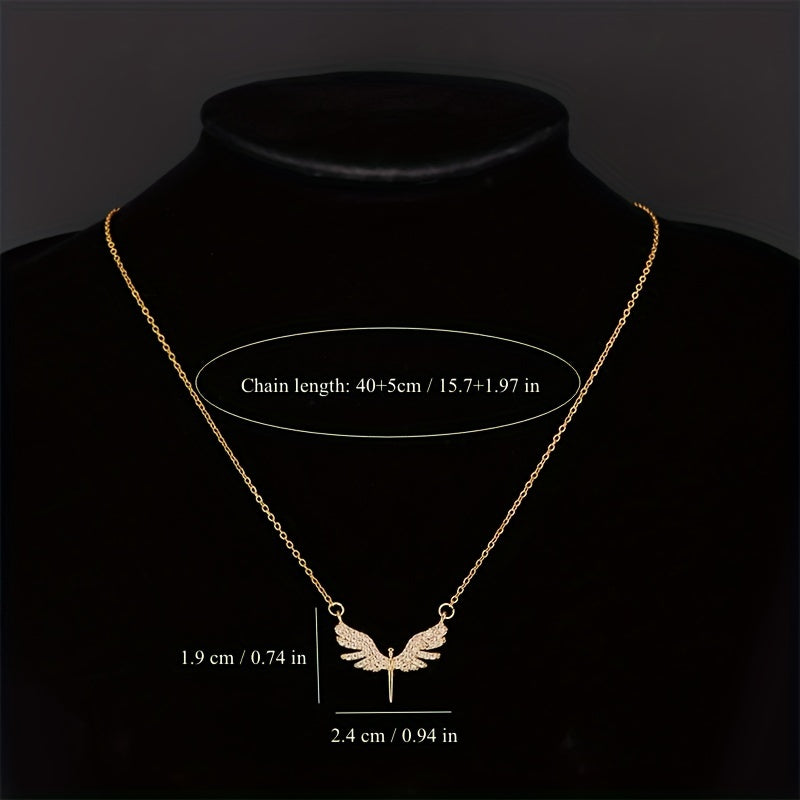 Glamorous Copper Angel Wings Pendant with Synthetic Zirconia