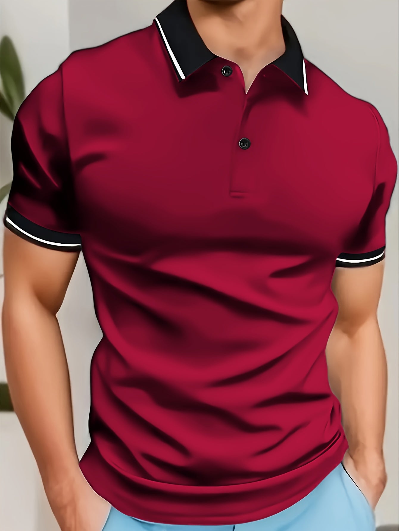 A Breathable And Fitted Golf Shirt, Men'S Casual V-Neck Short-Sleeve T-Shirt, Summer Men'S Apparel - ayq