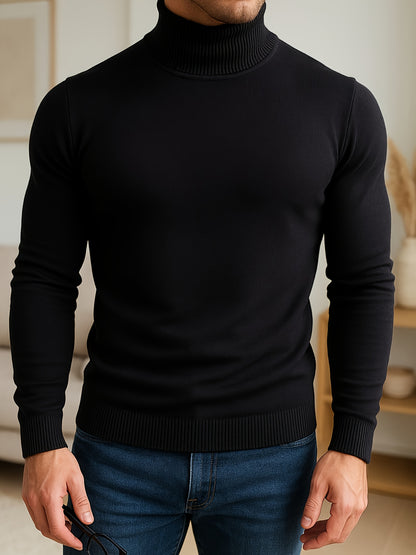 Winter Warm Turtleneck Sweater - Slim-Fit Stretchable High Neck Pullover, Solid Black/White/Navy/Brown/Grey/Rust - Casual & Formal Wear, Layering Essential for Cold Weather, Easy-Care Sweater Coat