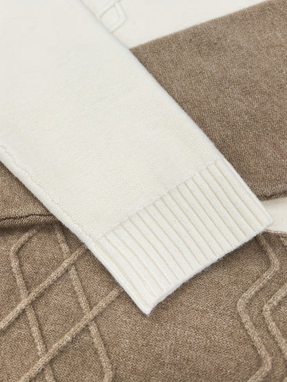 Men'S Fashion Long Sleeve Crew Neck Sweater | Casual Patchwork Knit Pullover, Warm Winter Top for Men, Suitable for Daily & Weekend Casual Wear